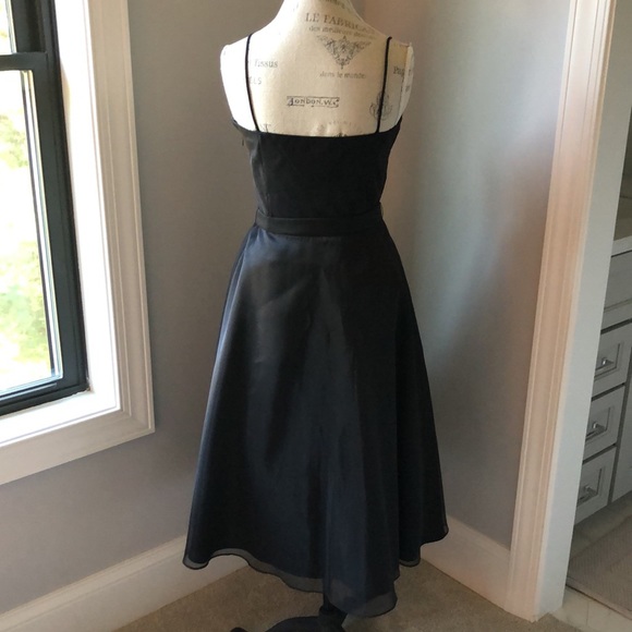LIKE NEW Night Way Collections Black Cocktail Dress with Spaghetti Straps & Belt - Picture 3 of 6